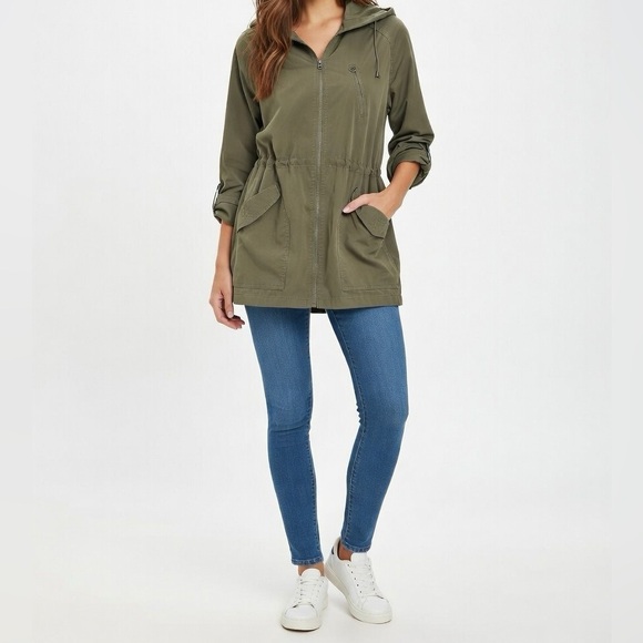 Streetwear Society Jackets & Blazers - Olive Green Lightweight Hooded Jacket